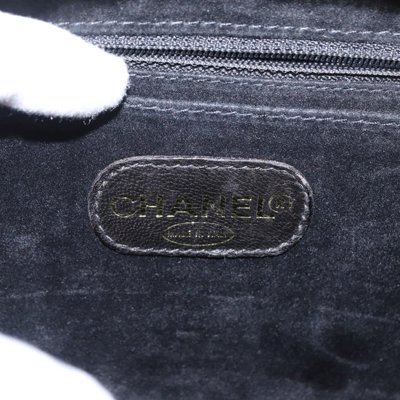 CHANEL Vanity Shoulder Bag Patent leather 2way Black Gold CC Auth 146552V