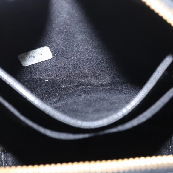 CHANEL Vanity Shoulder Bag Patent leather 2way Black Gold CC Auth 146552V