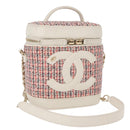 CHANEL Chain Vanity Shoulder Bag Tweed White Gold CC Auth 146553SAM-1
