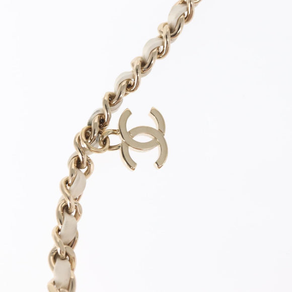 CHANEL Chain Vanity Shoulder Bag Tweed White Gold CC Auth 146553SAM