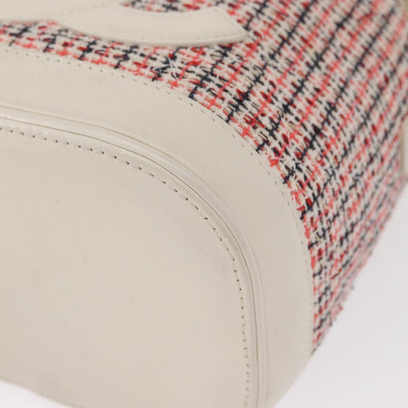 CHANEL Chain Vanity Shoulder Bag Tweed White Gold CC Auth 146553SAM