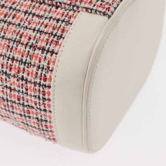 CHANEL Chain Vanity Shoulder Bag Tweed White Gold CC Auth 146553SAM