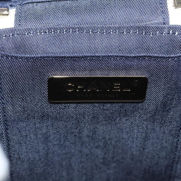 CHANEL Chain Vanity Shoulder Bag Tweed White Gold CC Auth 146553SAM