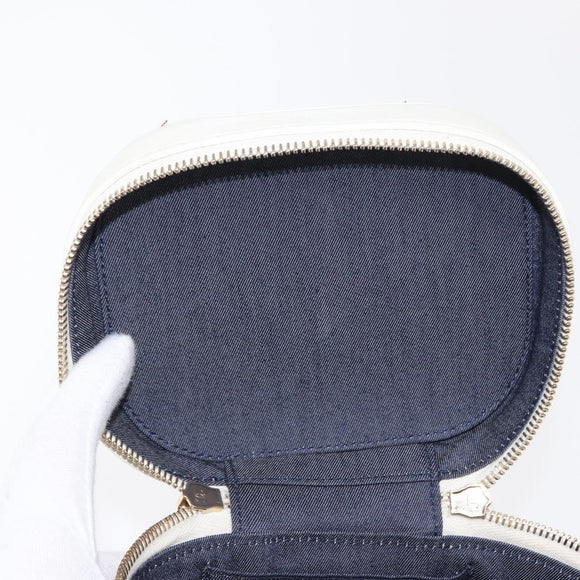 CHANEL Chain Vanity Shoulder Bag Tweed White Gold CC Auth 146553SAM