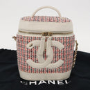 CHANEL Chain Vanity Shoulder Bag Tweed White Gold CC Auth 146553SAM-28