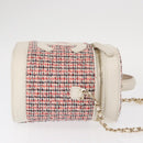CHANEL Chain Vanity Shoulder Bag Tweed White Gold CC Auth 146553SAM-5