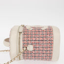 CHANEL Chain Vanity Shoulder Bag Tweed White Gold CC Auth 146553SAM-6