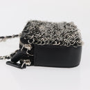 CHANEL Chain Shoulder Bag Sequin Black Silver CC Auth 146554SM-5