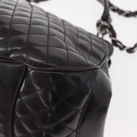 CHANEL Matelasse Chain Bag Patent leather 2way Purple Silver CC Auth 146555V