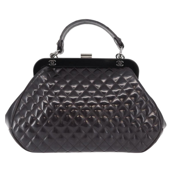 CHANEL Matelasse Chain Bag Patent leather 2way Purple Silver CC Auth 146555V