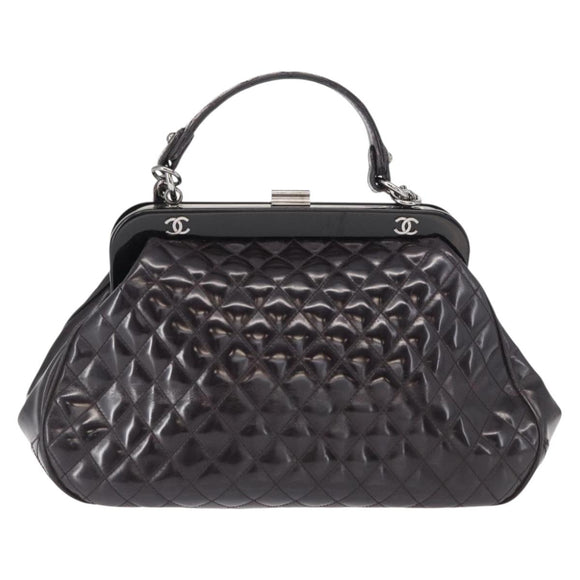 CHANEL Matelasse Chain Bag Patent leather 2way Purple Silver CC Auth 146555V