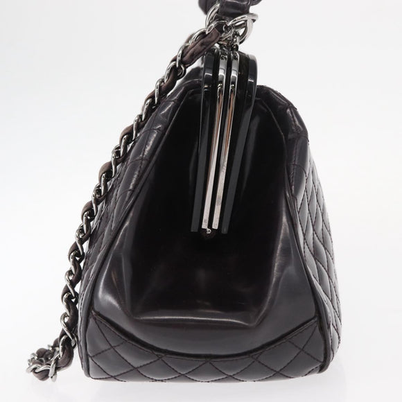 CHANEL Matelasse Chain Bag Patent leather 2way Purple Silver CC Auth 146555V