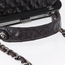 CHANEL Matelasse Chain Bag Patent leather 2way Purple Silver CC Auth 146555V-7