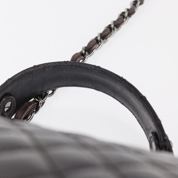 CHANEL Matelasse Chain Bag Patent leather 2way Purple Silver CC Auth 146555V