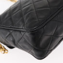 CHANEL Matelasse Chain Shoulder Bag Lamb Skin Black Gold CC Auth 146556V-13