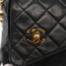 CHANEL Matelasse Chain Shoulder Bag Lamb Skin Black Gold CC Auth 146556V-15