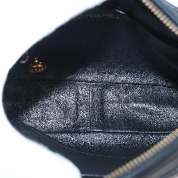 CHANEL Matelasse Chain Shoulder Bag Lamb Skin Black Gold CC Auth 146556V