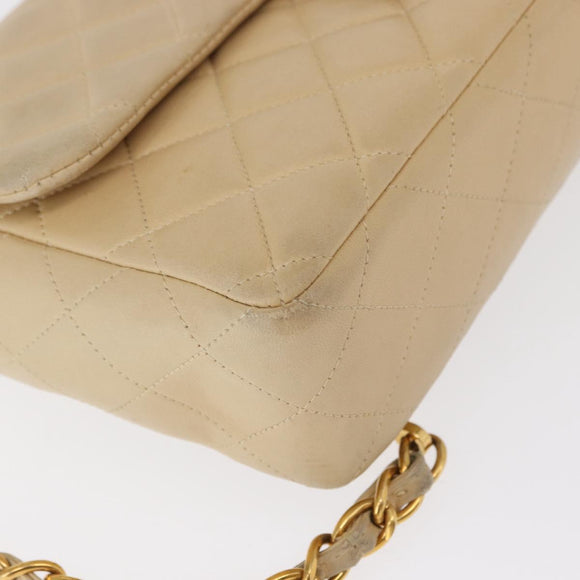 CHANEL Matelasse Backpack Lamb Skin Beige Gold CC Auth 146557V