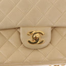 CHANEL Matelasse Backpack Lamb Skin Beige Gold CC Auth 146557V-14