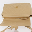 CHANEL Matelasse Backpack Lamb Skin Beige Gold CC Auth 146557V-15