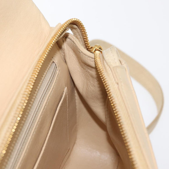 CHANEL Matelasse Backpack Lamb Skin Beige Gold CC Auth 146557V