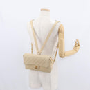 CHANEL Matelasse Backpack Lamb Skin Beige Gold CC Auth 146557V-27