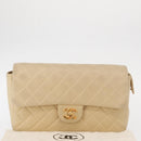 CHANEL Matelasse Backpack Lamb Skin Beige Gold CC Auth 146557V-28