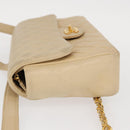 CHANEL Matelasse Backpack Lamb Skin Beige Gold CC Auth 146557V-5