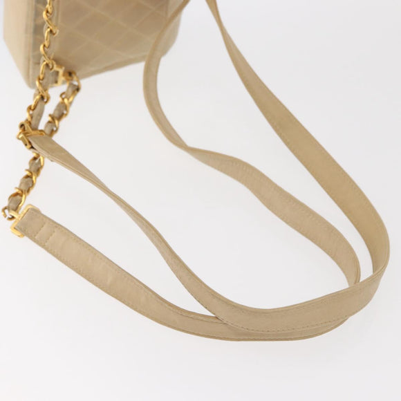 CHANEL Matelasse Backpack Lamb Skin Beige Gold CC Auth 146557V