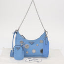 PRADA Re-edition Shoulder Bag Nylon 2way Light Blue 1BH204 Auth 146563SAM-12