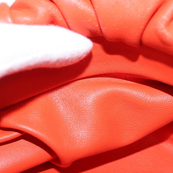 BOTTEGA VENETA Chain Shoulder Bag Leather Orange Gold Auth 146565SAV