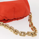 BOTTEGA VENETA Chain Shoulder Bag Leather Orange Gold Auth 146565SAV-6