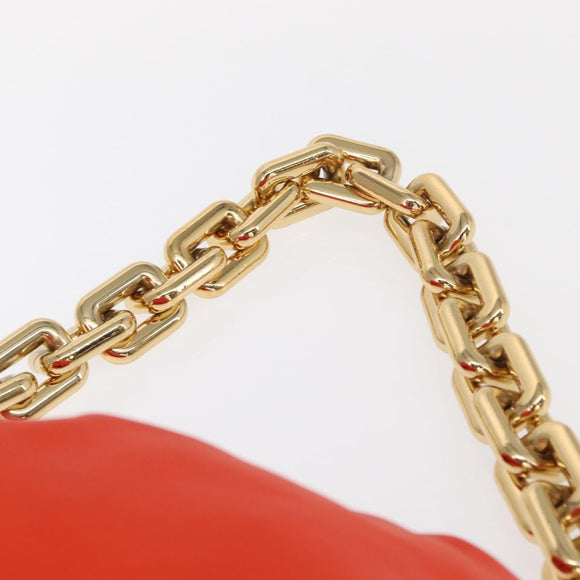 BOTTEGA VENETA Chain Shoulder Bag Leather Orange Gold Auth 146565SAV