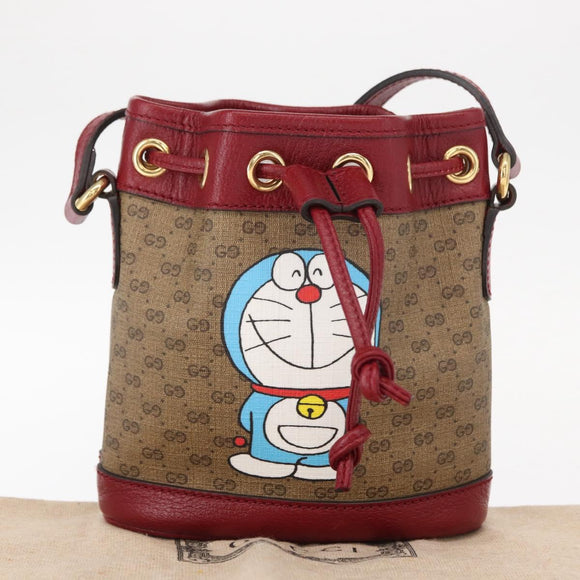 GUCCI Micro GG Supreme Doraemon Collaboration Bag PVC Beige 647801 Auth 146566SM