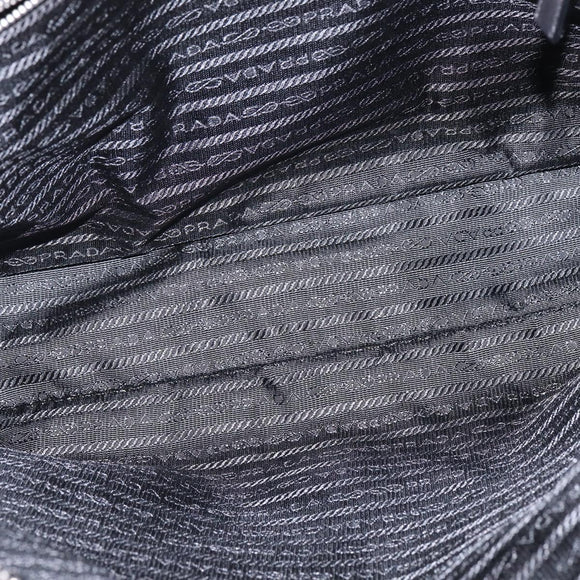 PRADA Business Bag Nylon Black Silver Auth 146573