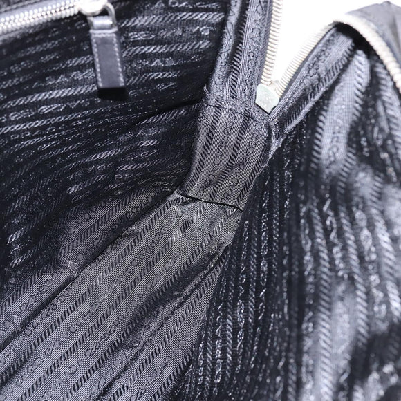 PRADA Business Bag Nylon Black Silver Auth 146573