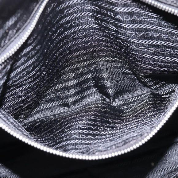 PRADA Business Bag Nylon Black Silver Auth 146573