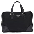 PRADA Business Bag Nylon Black Silver Auth 146573-13