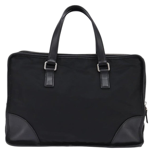 PRADA Business Bag Nylon Black Silver Auth 146573