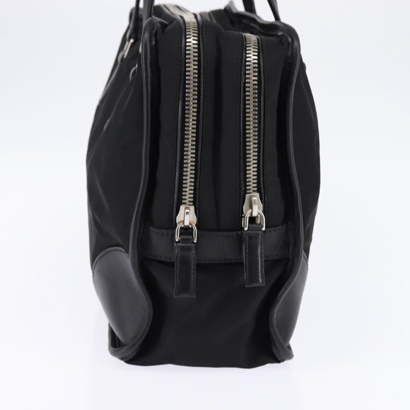 PRADA Business Bag Nylon Black Silver Auth 146573