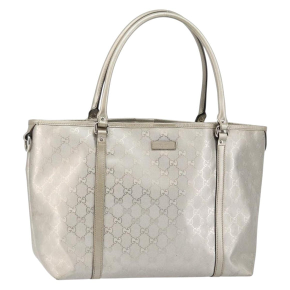 GUCCI GG Implementation Tote Bag Silver 197953 Auth 146574