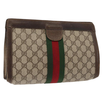 GUCCI GG Supreme Web Sherry Line Clutch Bag PVC Beige 67 014 2125 Auth 146575