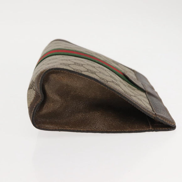 GUCCI GG Supreme Web Sherry Line Clutch Bag PVC Beige 67 014 2125 Auth 146575