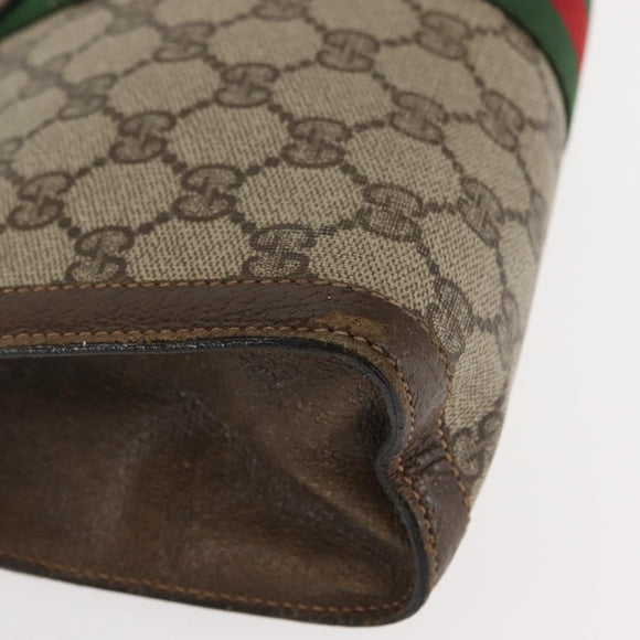 GUCCI GG Supreme Web Sherry Line Clutch Bag PVC Beige 67 014 2125 Auth 146575