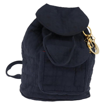 Christian Dior Canage Backpack Nylon Navy Gold Auth 146576