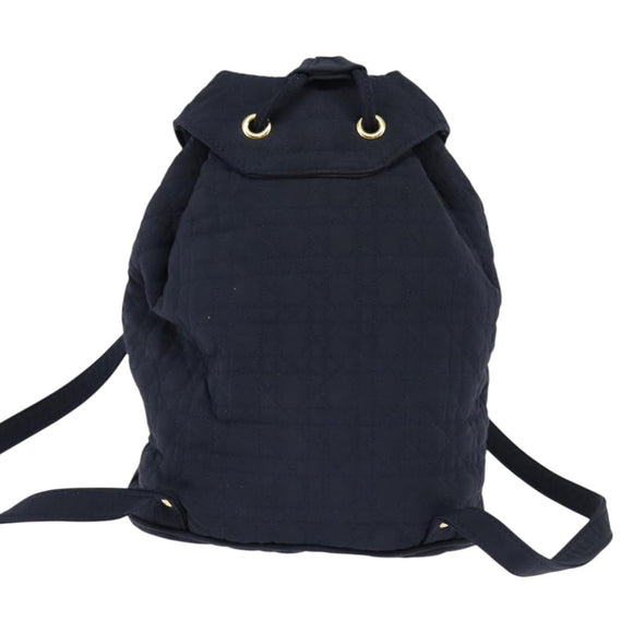 Christian Dior Canage Backpack Nylon Navy Gold Auth 146576