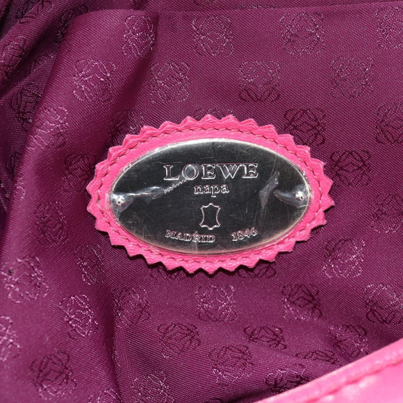 LOEWE Anagram Shoulder Bag Leather Pink Silver Auth 146577V