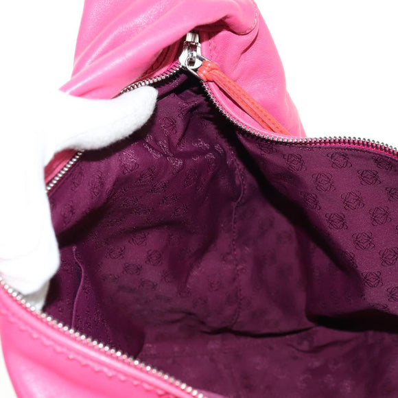 LOEWE Anagram Shoulder Bag Leather Pink Silver Auth 146577V