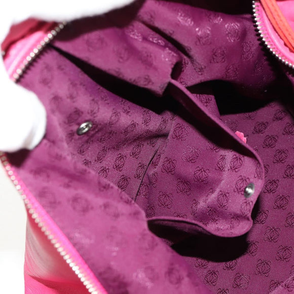 LOEWE Anagram Shoulder Bag Leather Pink Silver Auth 146577V