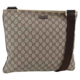 GUCCI GG Supreme Shoulder Bag PVC Beige Gold 201446 Auth 146578